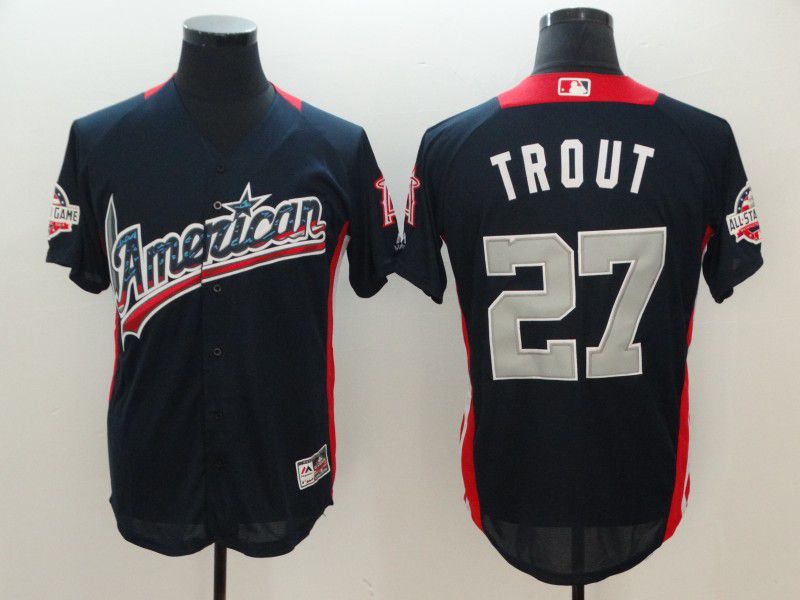 Men Los Angeles Angels #27 Trout Blue All star MLB Jerseys->los angeles angels->MLB Jersey